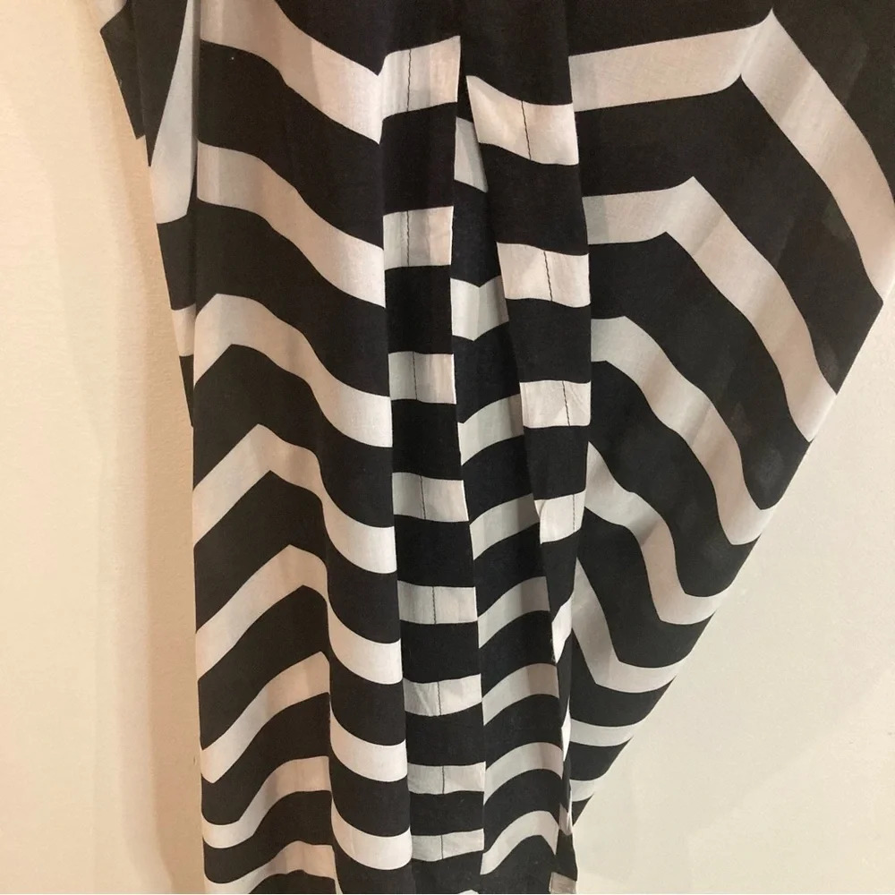 SEAFOLLY AUSTRALIA Sz M Chevron Black White Tank Style Drawstring Beach Dress - Picture 3 of 10